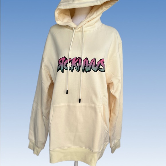 BRCKHAUS Sweaters - Cream Hoodie with Graphic Design